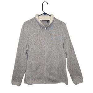 SWISS TECH Womens Zip Up Sweater Ivory Fleece Lined Gray Jacket Size XL